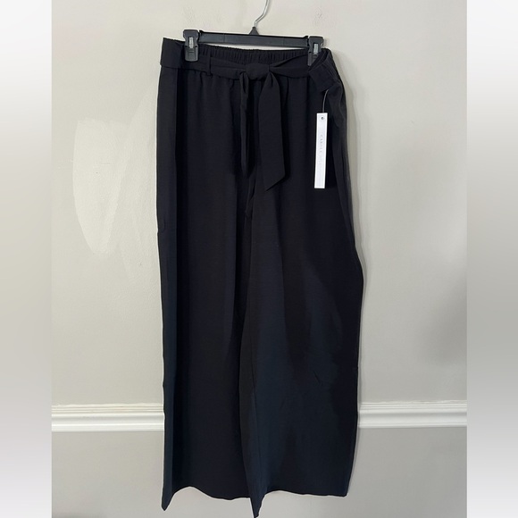 NEW CAROLE WREN PEBBLE CREPE PALAZZO PANTS WITH BELT BLACK SIZE: X LARGE - Picture 1 of 4
